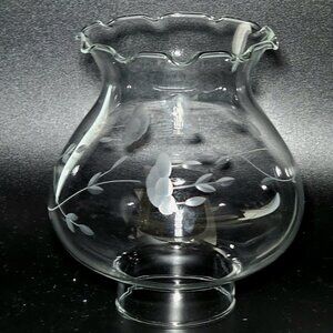 Princess House Heritage Hurricane Lamp Globe 5in replacement glass etched floral